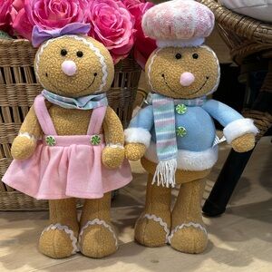 Christmas gingerbread girl boy themed greeters set holiday decoration pastel